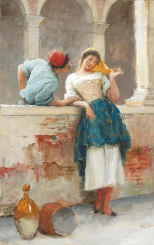 Flirtation by Eugen Von Blaas Oil Painting