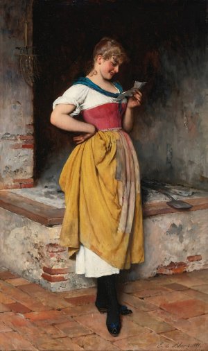 Good news by Eugen Von Blaas Oil Painting