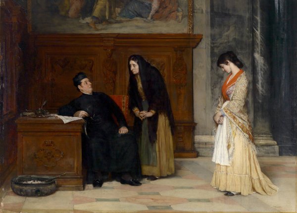 In the Sacristy  by Eugen Von Blaas - Hand-Painted Oil Painting Reproduction