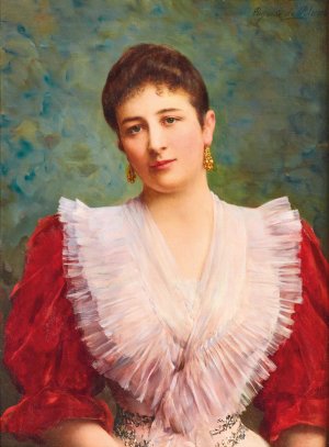 Portrait of Olga Sardegna Daverio by Eugen Von Blaas Oil Painting