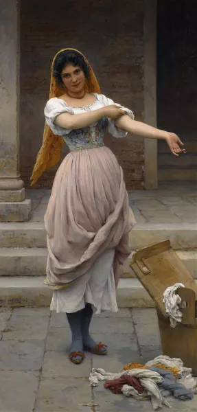 The Laundress by Eugen Von Blaas Oil Painting