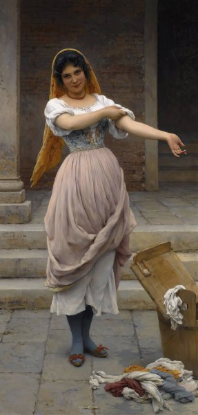 The Laundress  by Eugen Von Blaas - Hand-Painted Oil Painting Reproduction