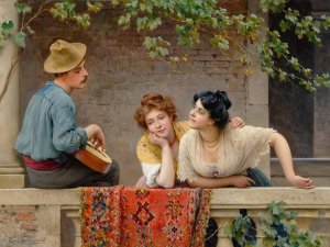 The Mandolinist by Eugen Von Blaas Oil Painting