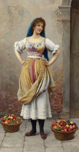 The Market Girl by Eugen Von Blaas Oil Painting