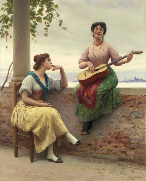 Venetian Melody  by Eugen Von Blaas - Hand-Painted Oil Painting Reproduction