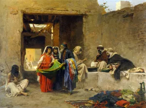 At The Souk by Eugene-Alexis Girardet Oil Painting