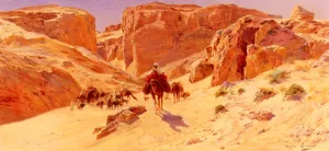 Caravan in the Desert by Eugene-Alexis Girardet - Oil Painting Reproduction