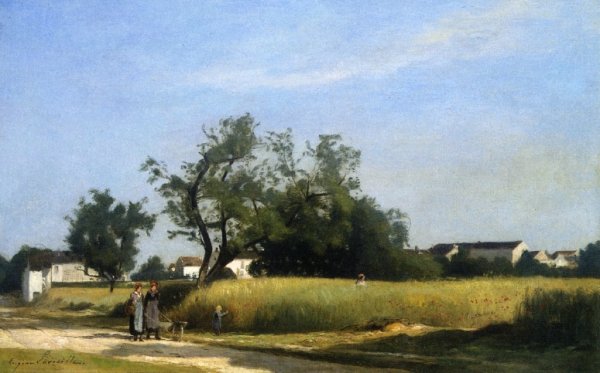 A Walk in the Countryside by Eugene-Antoine-Samuel Lavielle - Hand-Painted Oil Painting Reproduction