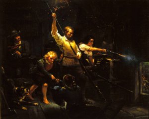 Indian Attack by Eugene Benson Oil Painting