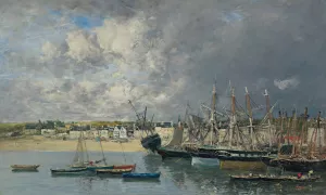 Bateaux a L'ancre Dans Le Port, Portrieux Oil painting by Eugene Boudin