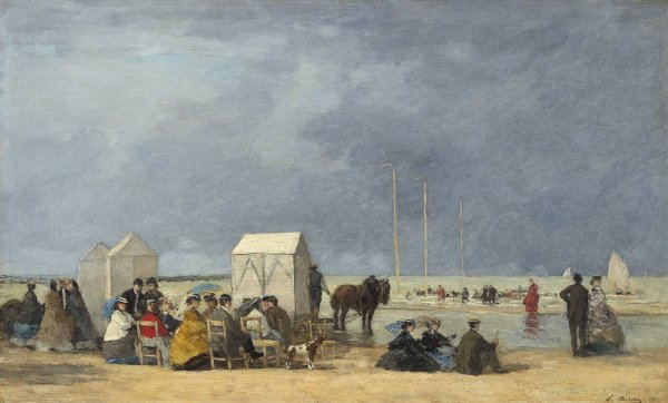 Bathing Time at Deauville  by Eugene Boudin - Hand-Painted Oil Painting Reproduction