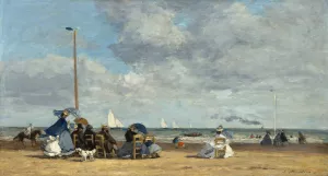 Beach at Trouville by Eugene Boudin Oil Painting