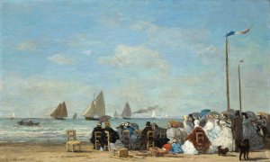 Beach Scene at Trouville by Eugene Boudin Oil Painting