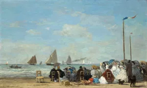 Beach Scene at Trouville by Eugene Boudin Oil Painting