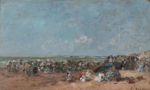 Beach Scene in Trouville by Eugene Boudin Oil Painting