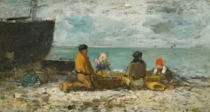 Berck. La Plage Oil painting by Eugene Boudin