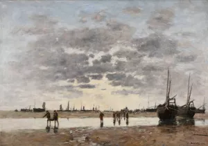 Berck; le retour des barques by Eugene Boudin Oil Painting