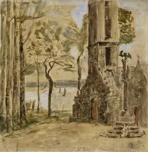 Calvaire breton by Eugene Boudin Oil Painting