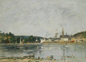 Caudebec-En-Caux, Le Quai De La Seine by Eugene Boudin Oil Painting