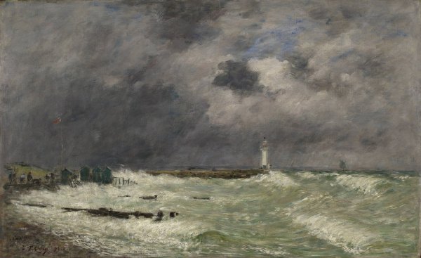 Coup de vent devant Frascati, Le Havre  by Eugene Boudin - Hand-Painted Oil Painting Reproduction