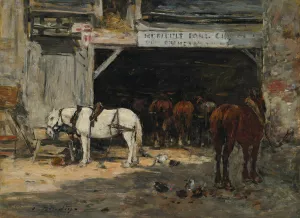 Cour Et ecurie D'un Loueur by Eugene Boudin Oil Painting