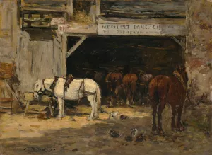 Cour et ecurie d'un loueur by Eugene Boudin Oil Painting