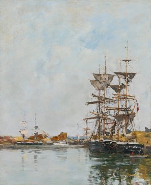 Deauville, Le Basin by Eugene Boudin Oil Painting