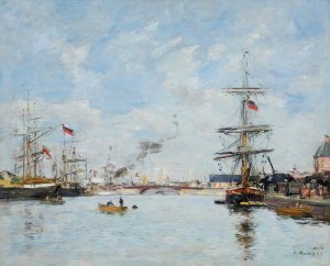 Deauville, Le Bassin a Maree Haute by Eugene Boudin Oil Painting