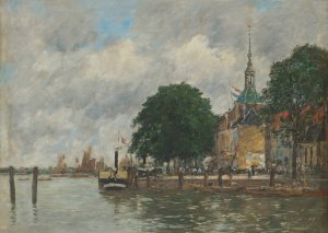 Dordrecht. Un quai du port by Eugene Boudin Oil Painting