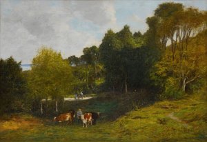 Environs d'Honfleur by Eugene Boudin Oil Painting