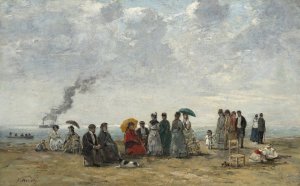 Figures on the Beach by Eugene Boudin Oil Painting