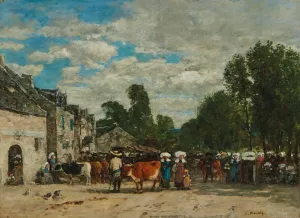 Foire en Bretagne by Eugene Boudin Oil Painting