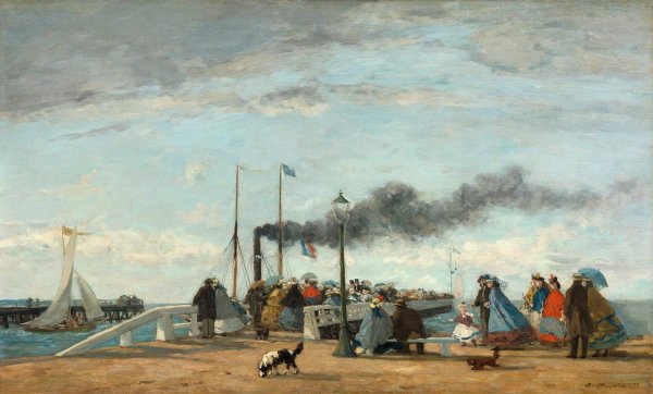 Main Product Photo of Jetty and Wharf at Trouville Painting by Eugene Boudin
