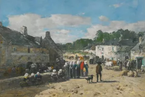 Jour De Foire En Bretagne by Eugene Boudin Oil Painting