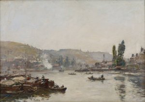 La Seine a Rouen by Eugene Boudin Oil Painting