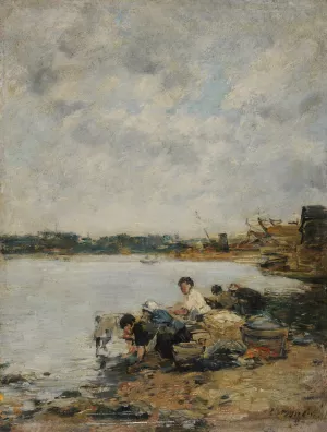 La Touques, le matin Oil painting by Eugene Boudin