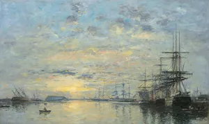 Le Havre, Bassin De L'eure by Eugene Boudin Oil Painting