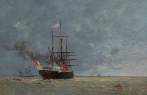 Le Havre, navires en pleine mer by Eugene Boudin Oil Painting