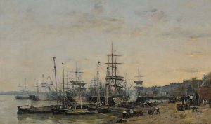 Le port de Bordeaux, vu du quai des Chartrons by Eugene Boudin Oil Painting