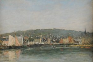 Le port de Trouville le matin by Eugene Boudin Oil Painting