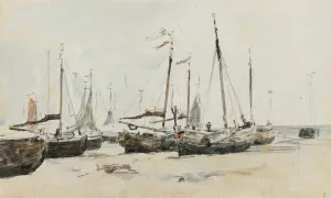 Les Bateaux by Eugene Boudin Oil Painting