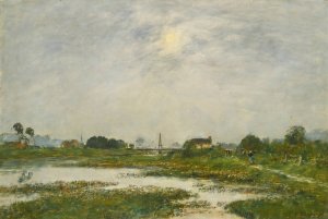 Les Bords De La Touques Pendant Les Grandes Marees Oil painting by Eugene Boudin