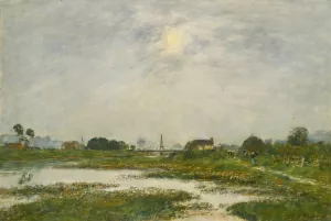 Les Bords De La Touques Pendant Les Grandes Marees Oil painting by Eugene Boudin