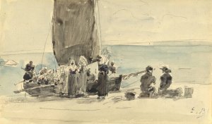 Loading the Boats by Eugene Boudin Oil Painting
