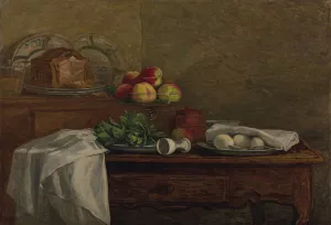 Nature morte au coquetier renverse Oil painting by Eugene Boudin