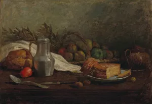 Nature morte au pichet d'etain by Eugene Boudin Oil Painting