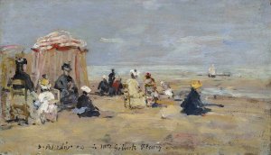 On the Beach by Eugene Boudin Oil Painting