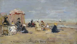 On the Beach by Eugene Boudin Oil Painting
