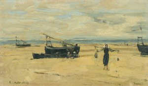 Plages Echouees Oil painting by Eugene Boudin