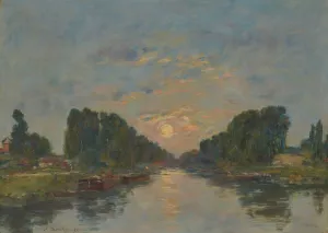 Saint-Valery-sur-Somme. Effet de lune sur le canal by Eugene Boudin Oil Painting